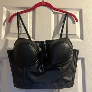 Charolette Russe XL Faux leather black crop top